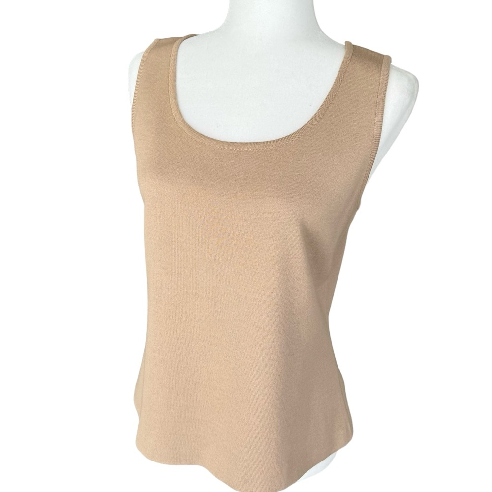 ST. JOHN Wool Sleeveless Top Beige